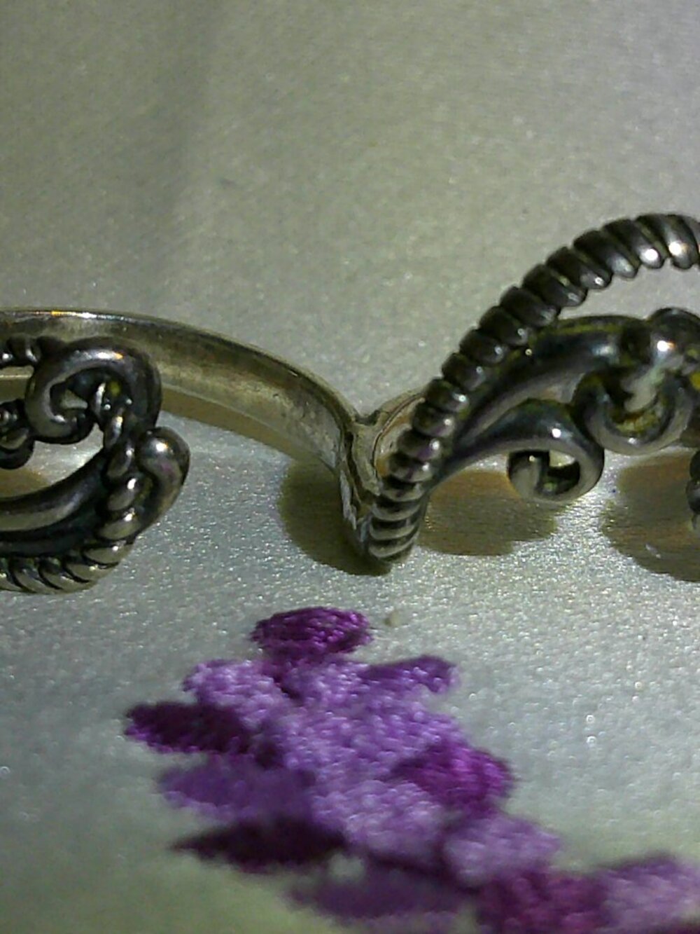 Carolyn Pollack (Relios) Sterling Silver Double Finger Ring Rope & Scrollwork